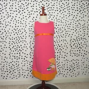 Hartstrings Pink Beach Umbrella Embroidered Sleeveless Girls Dress